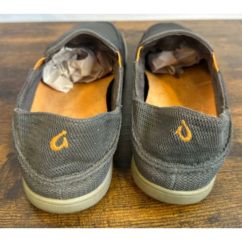 OluKai Nohea Mesh Mens 8 Dark Shadow Grey Slip On Shoes Drop-In Heel 10188-4H4H - Picture 12 of 16